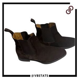Jack Erwin Women's Suede Pull-On Chelsea Ankle Boots Shoes Mocha Brown Size 8